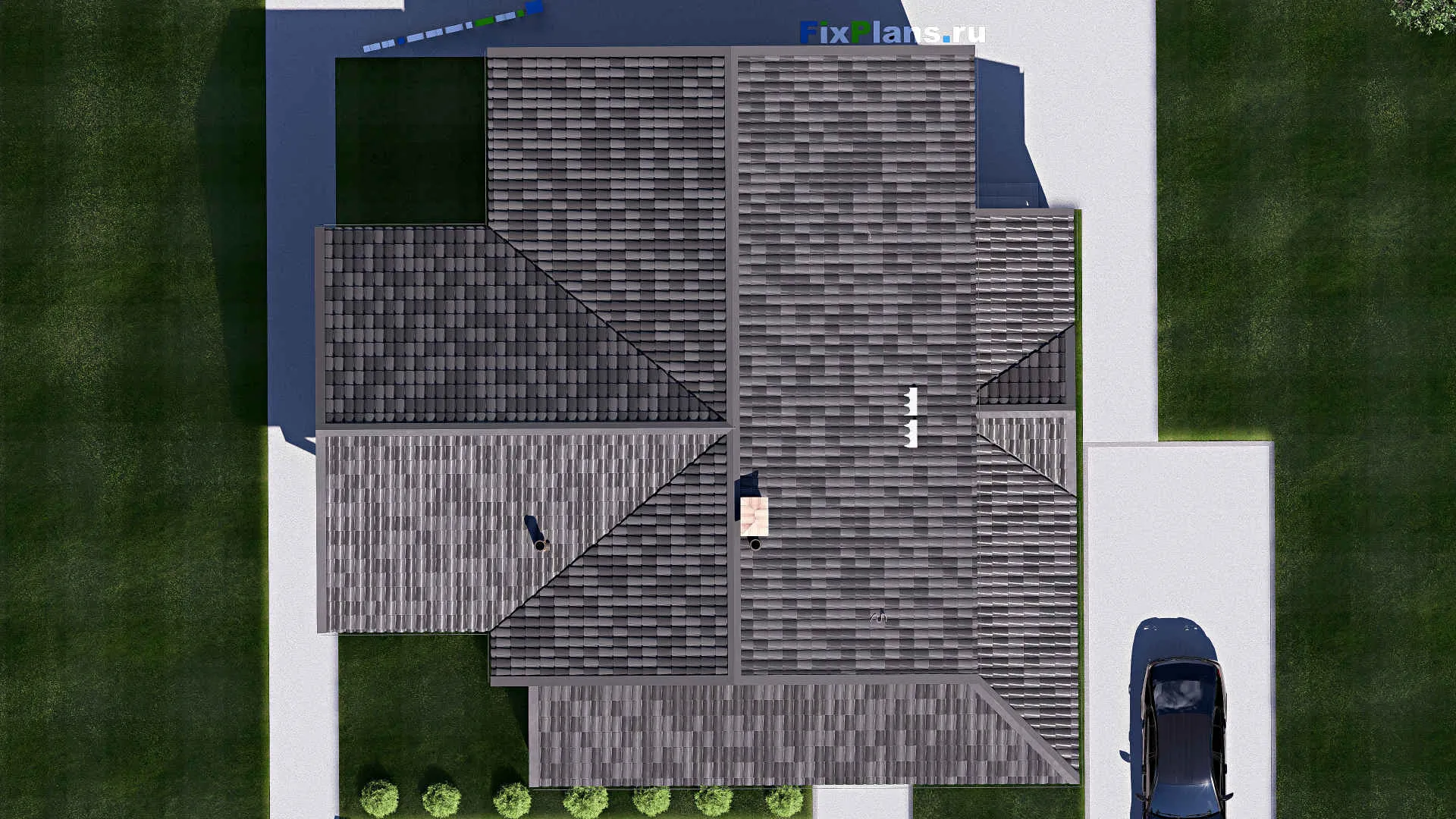 F-20078 - Планы дома с мансардой 15 на 15, площадью 260 м² с террасой, балконом и 3 спальнями