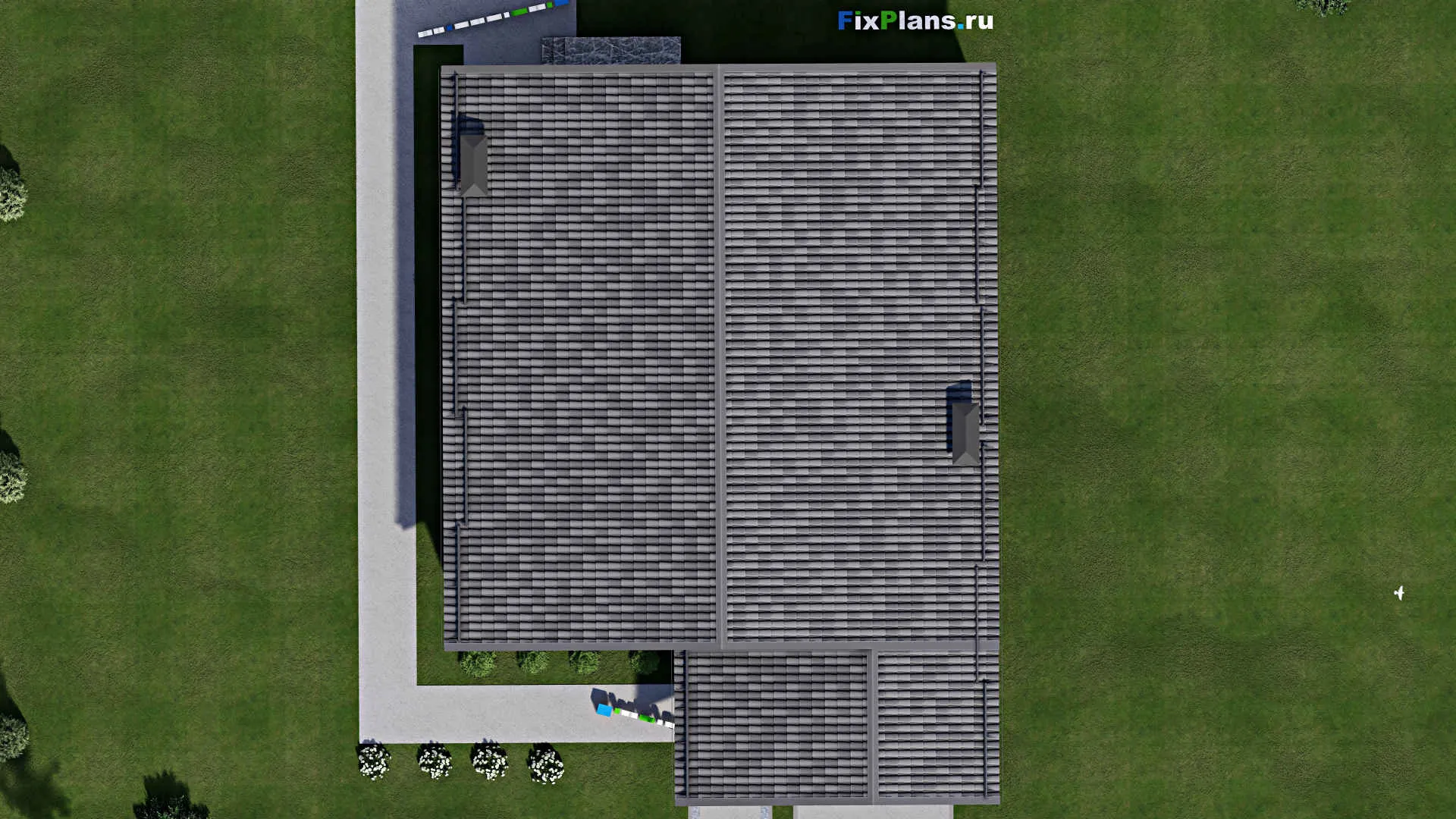 F-8036 - Проект одноэтажного дома 14 на 19, площадью 180 м² с баней, гаражом на 1 машину и 3 спальнями