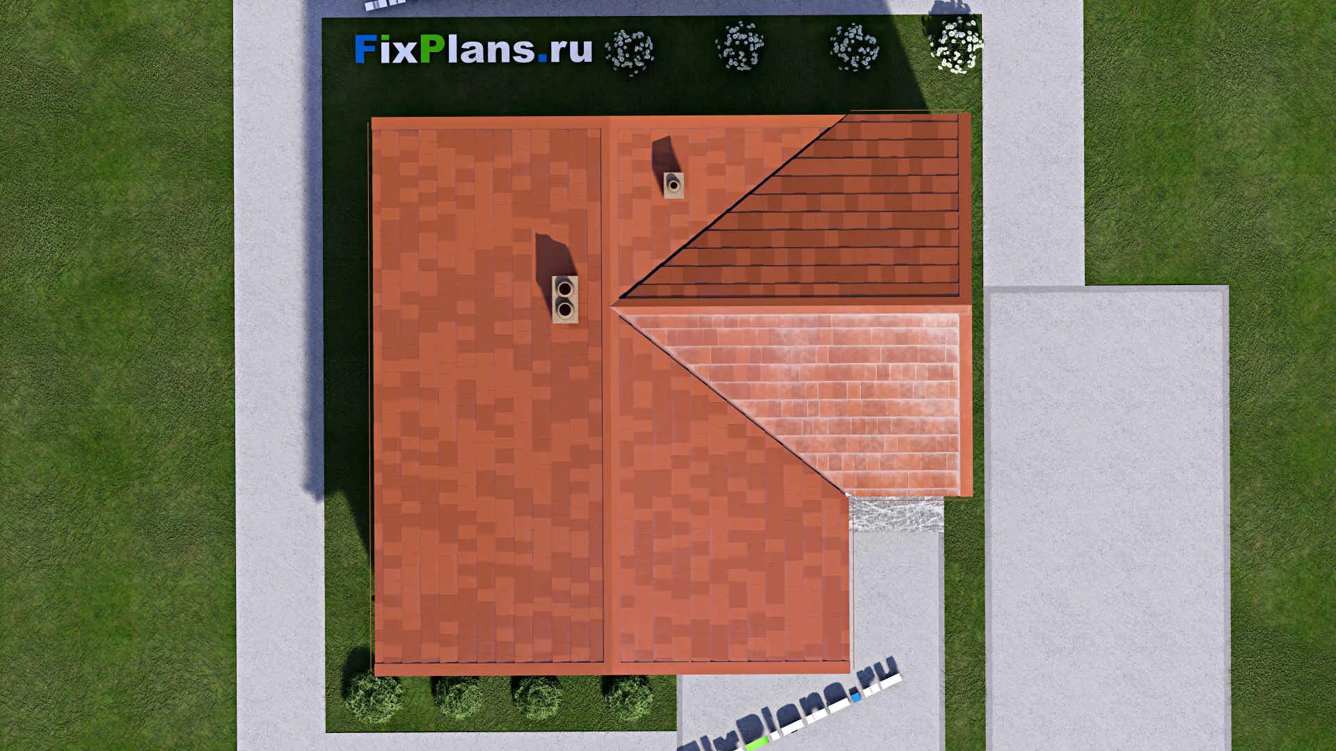 F-14966 - Проект бани 9 на 10, площадью 60 м² с комнатой отдыха, терассой и санузлом