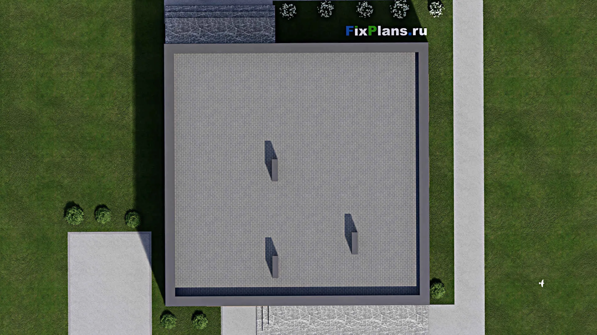 F-9341 - План одноэтажного дома 14 на 15, площадью 150 м² с террасой и 3 спальнями