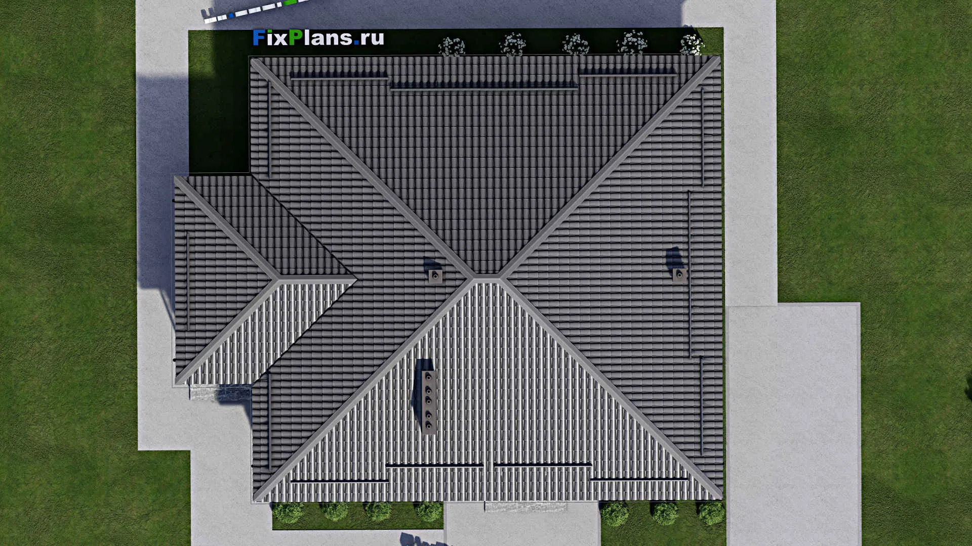 F-4328 - План одноэтажного дома 13 на 14, площадью 150 м² с террасой и 3 спальнями