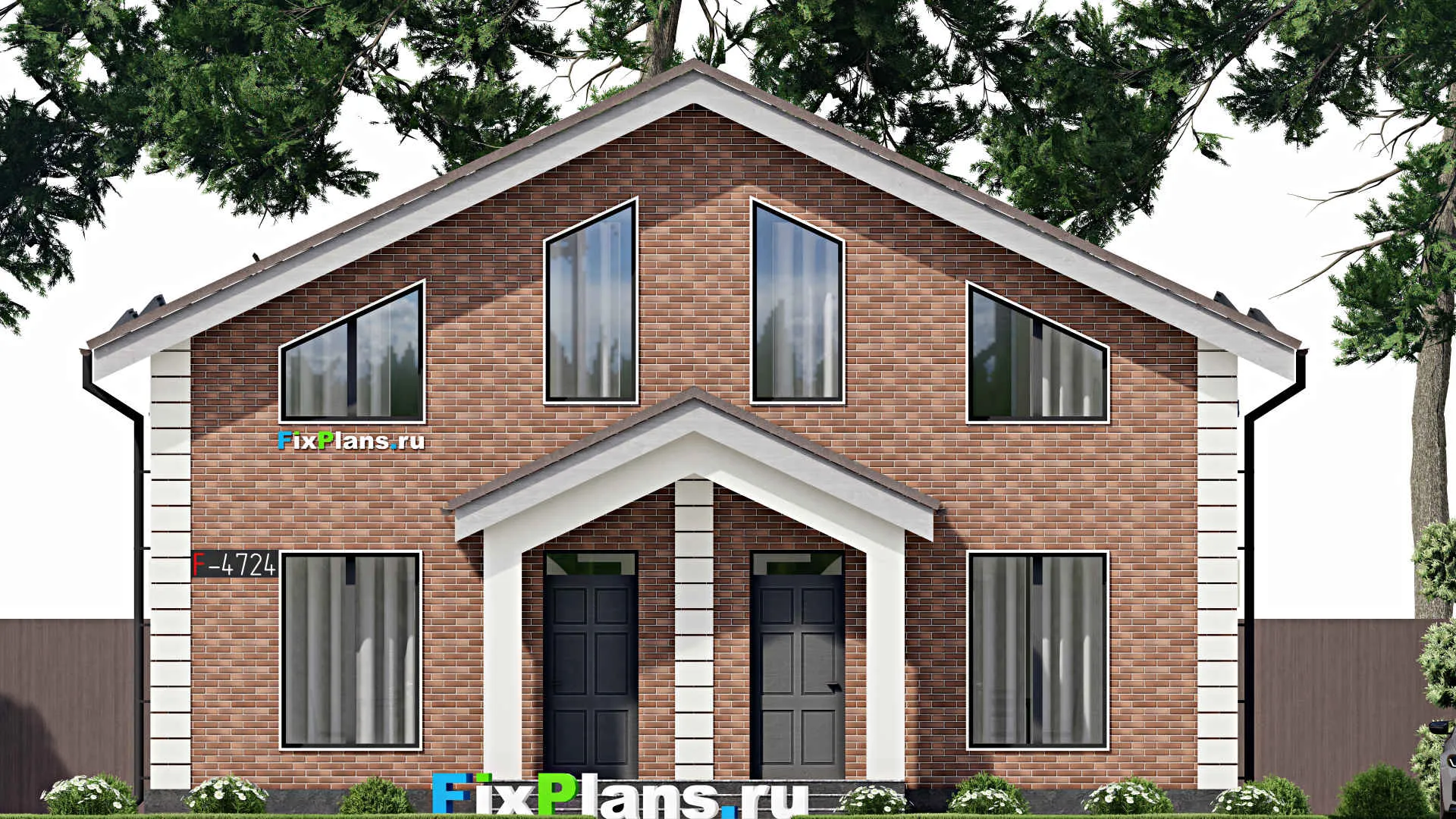 F-4724 - Проект дома с мансардой 12 на 13, площадью 240 м² с террасой и 4 спальнями