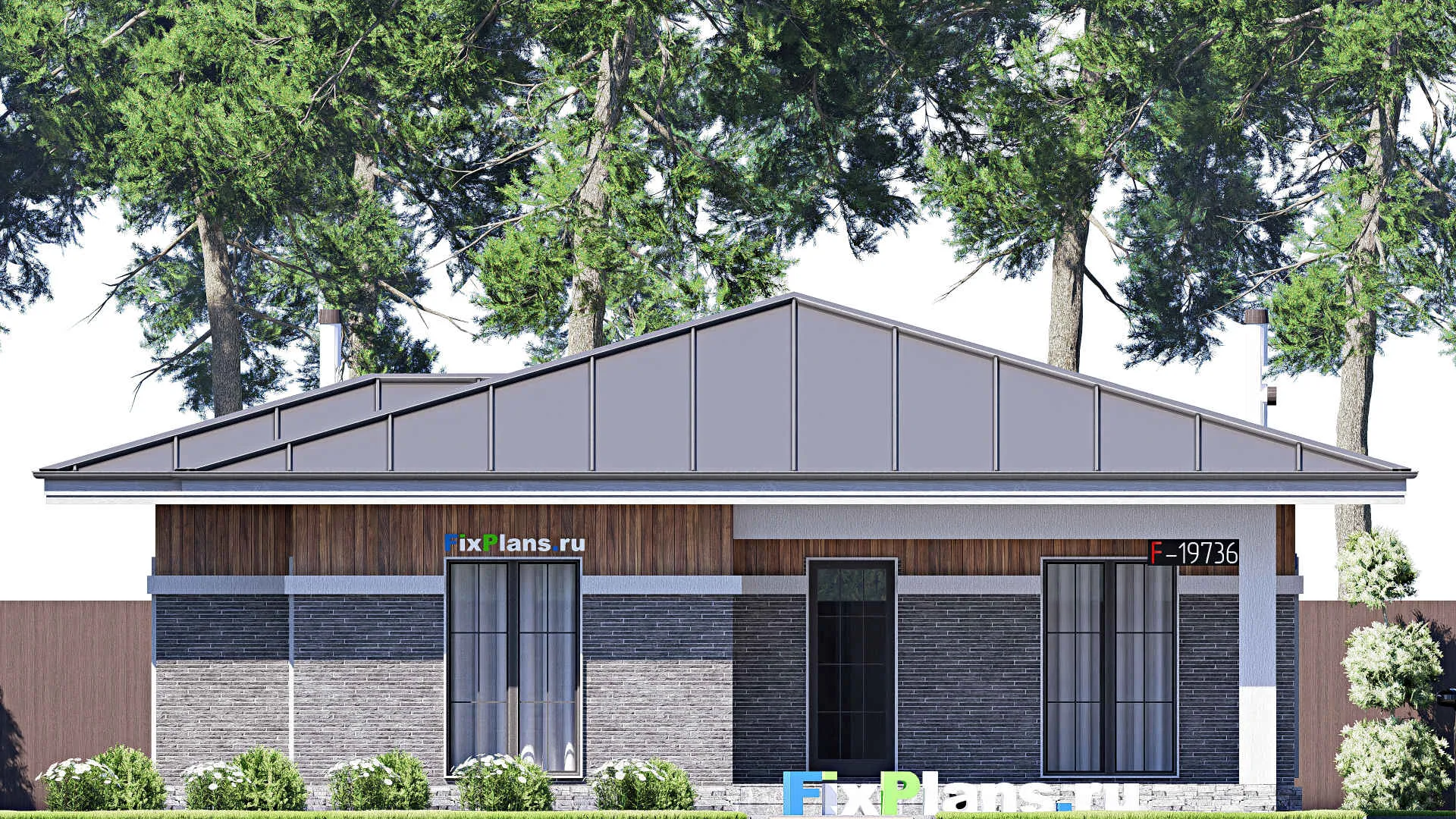 F-19736 - План одноэтажного дома 13 на 16, площадью 140 м² с террасой и 3 спальнями