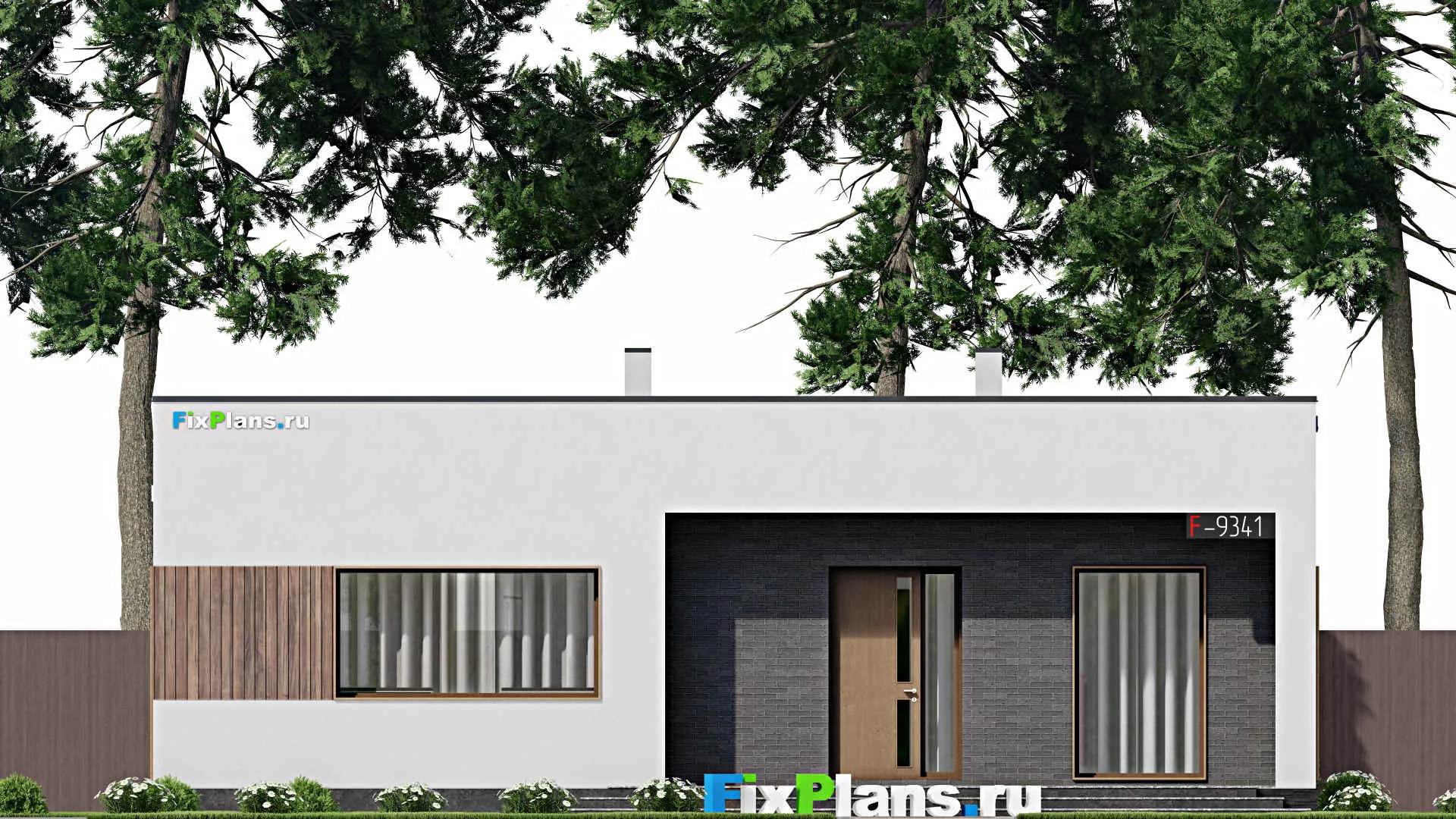 F-9341 - План одноэтажного дома 14 на 15, площадью 150 м² с террасой и 3 спальнями