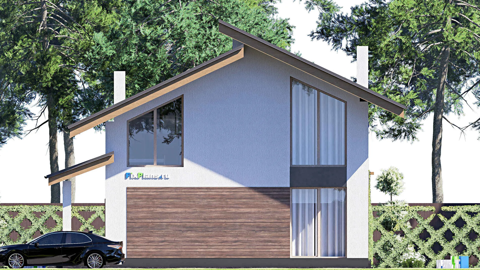 F-18656 - Проект дома с мансардой 11 на 13, площадью 160 м² с террасой, балконом и 3 спальнями