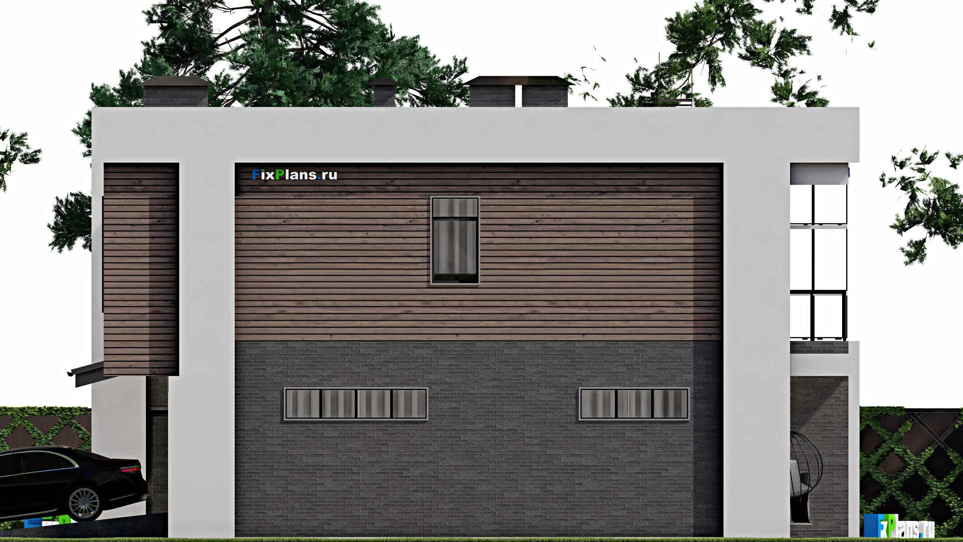 F-8378 - Проект двухэтажного дома 14 на 16, площадью 310 м² с террасой, балконом, гаражом на 1 машину и 4 спальнями