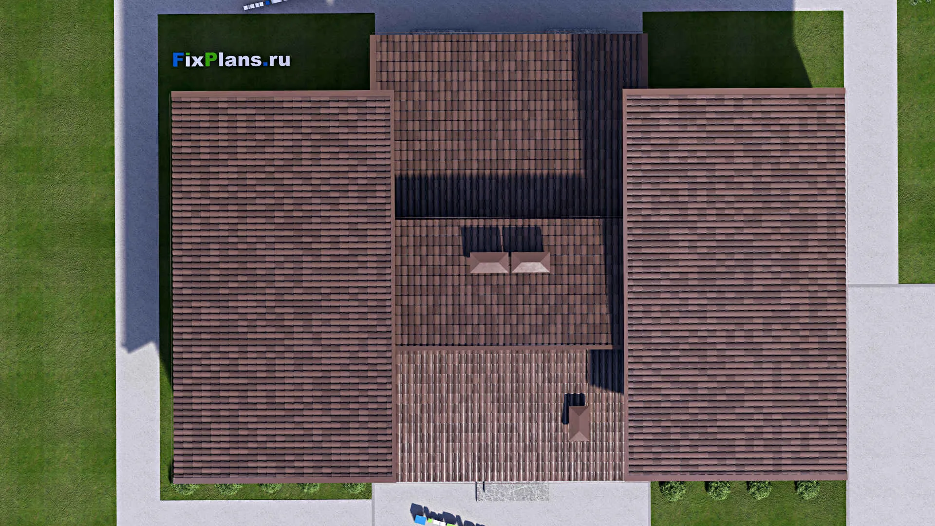 F-15848 - Планы дома с мансардой 16 на 22, площадью 340 м² с террасой и 6 спальнями