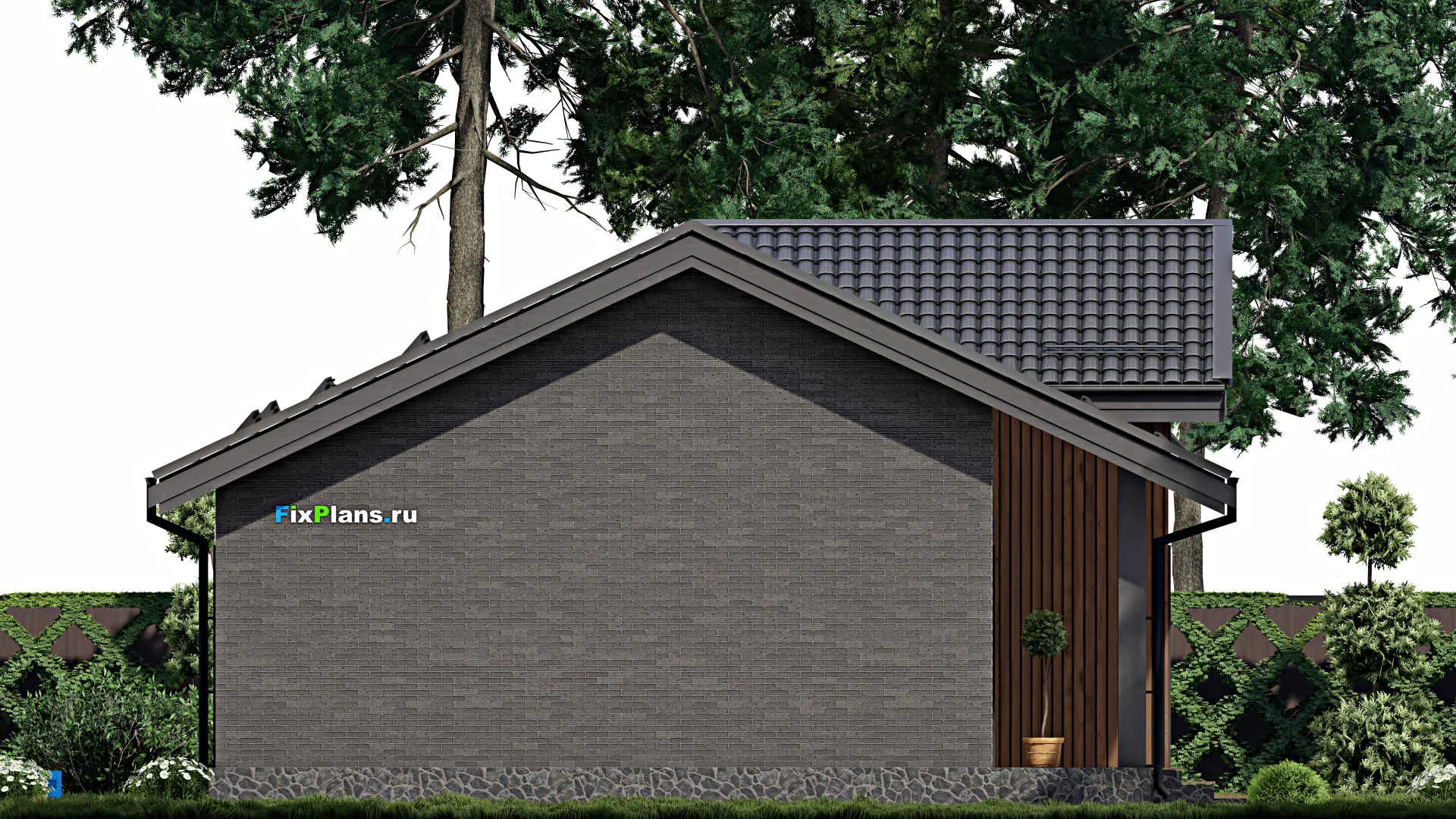 F-2069 - План одноэтажного дома 11 на 17, площадью 150 м² с террасой и 3 спальнями