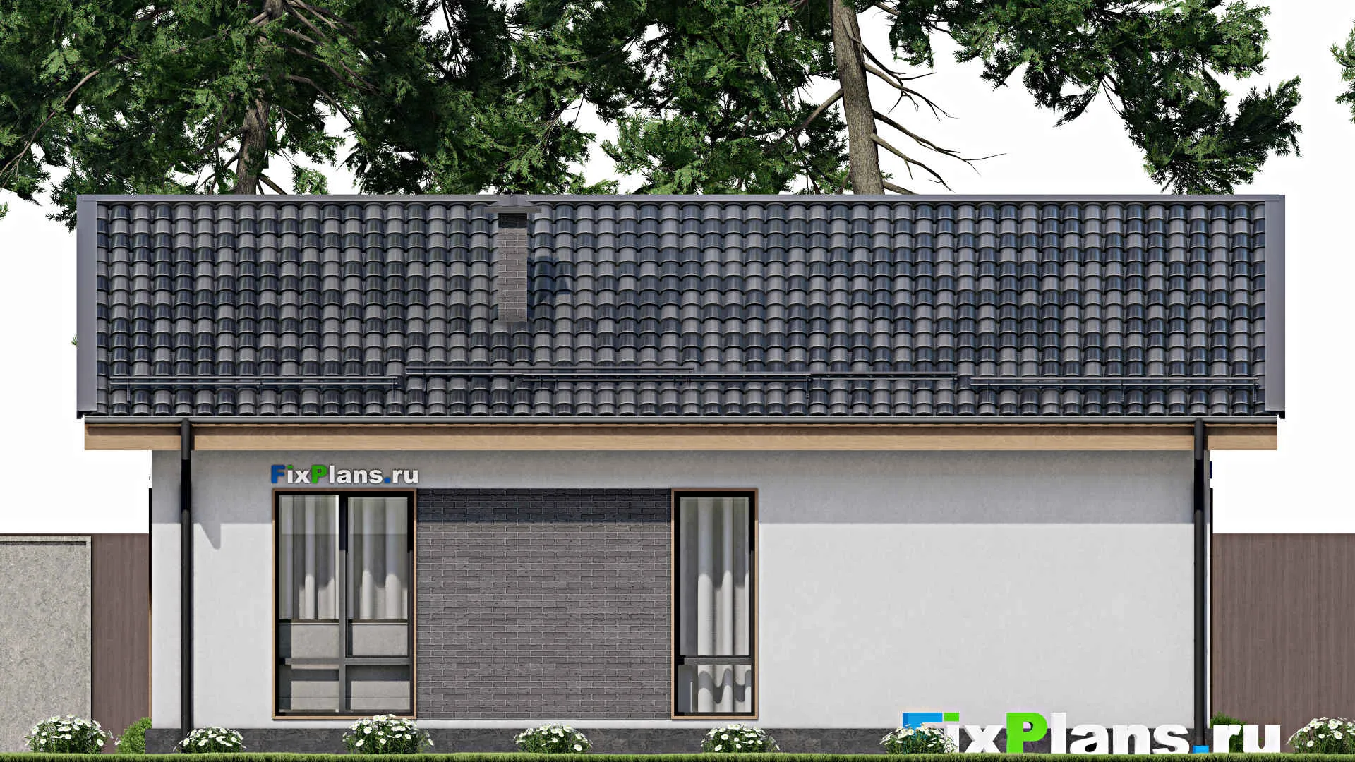 F-9458 - Проект одноэтажного дома 11 на 12, площадью 80 м² с 2 спальнями