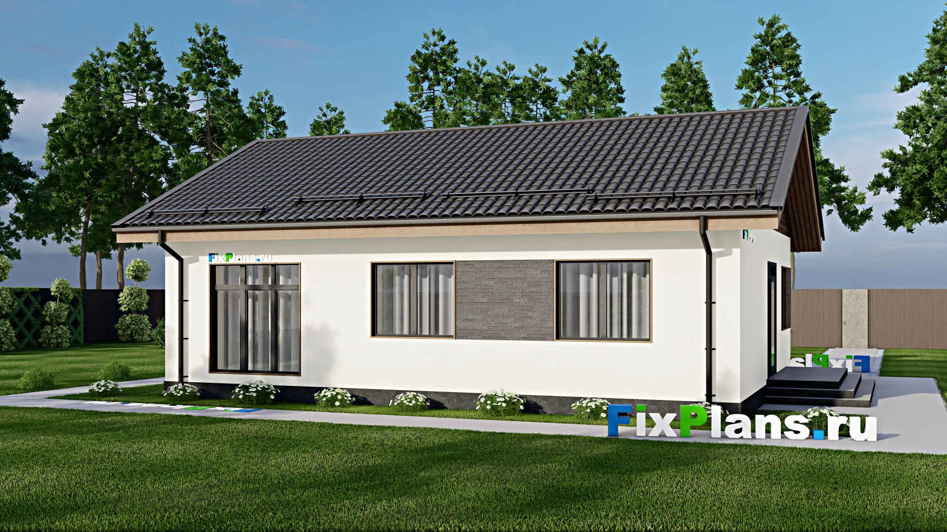 F-5219 - Проект одноэтажного дома 10 на 12, площадью 100 м² с 2 спальнями