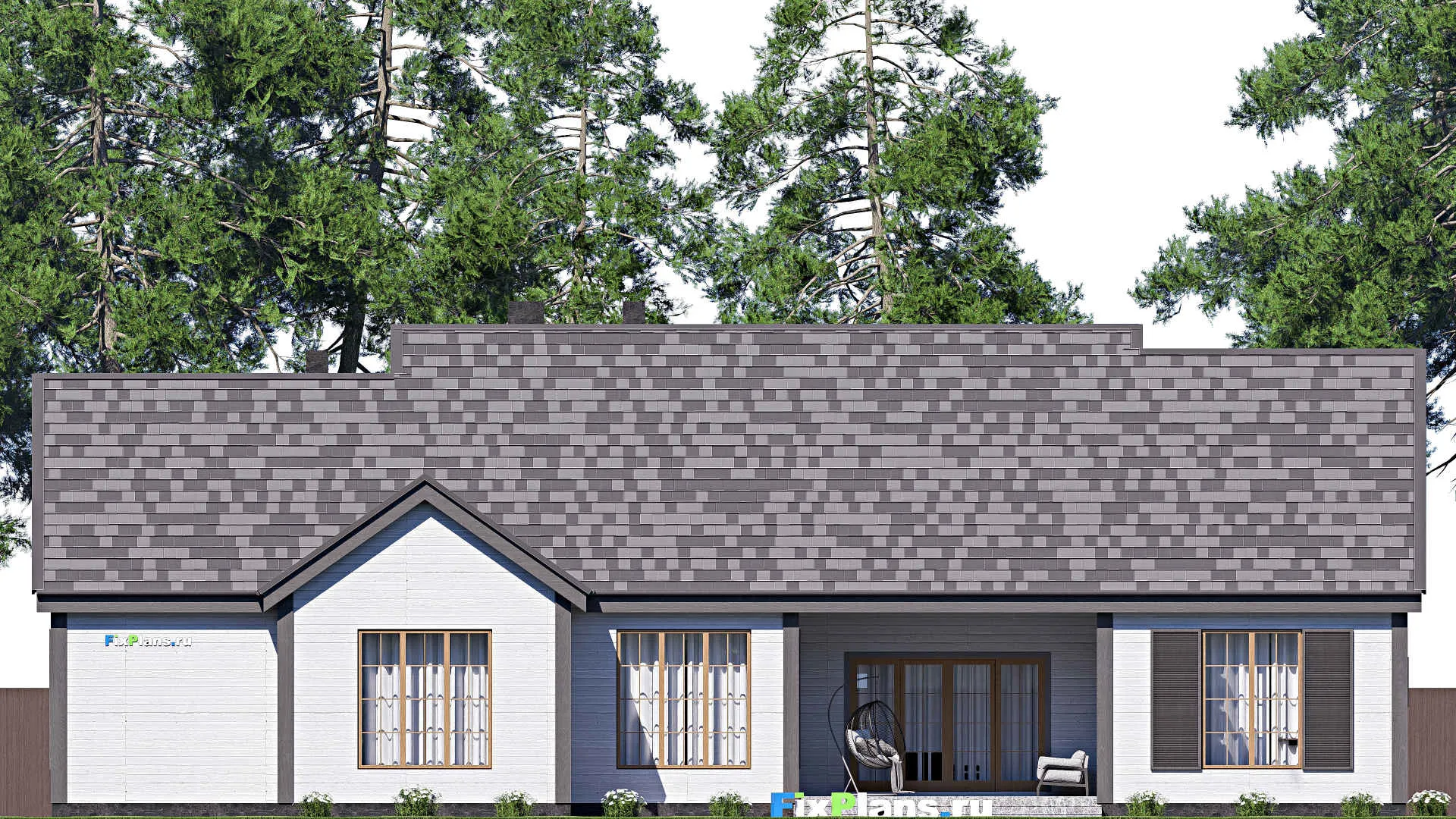 F-17144 - Проект дома с мансардой 21 на 25, площадью 300 м² с террасой, гаражом на 2 машины и 4 спальнями