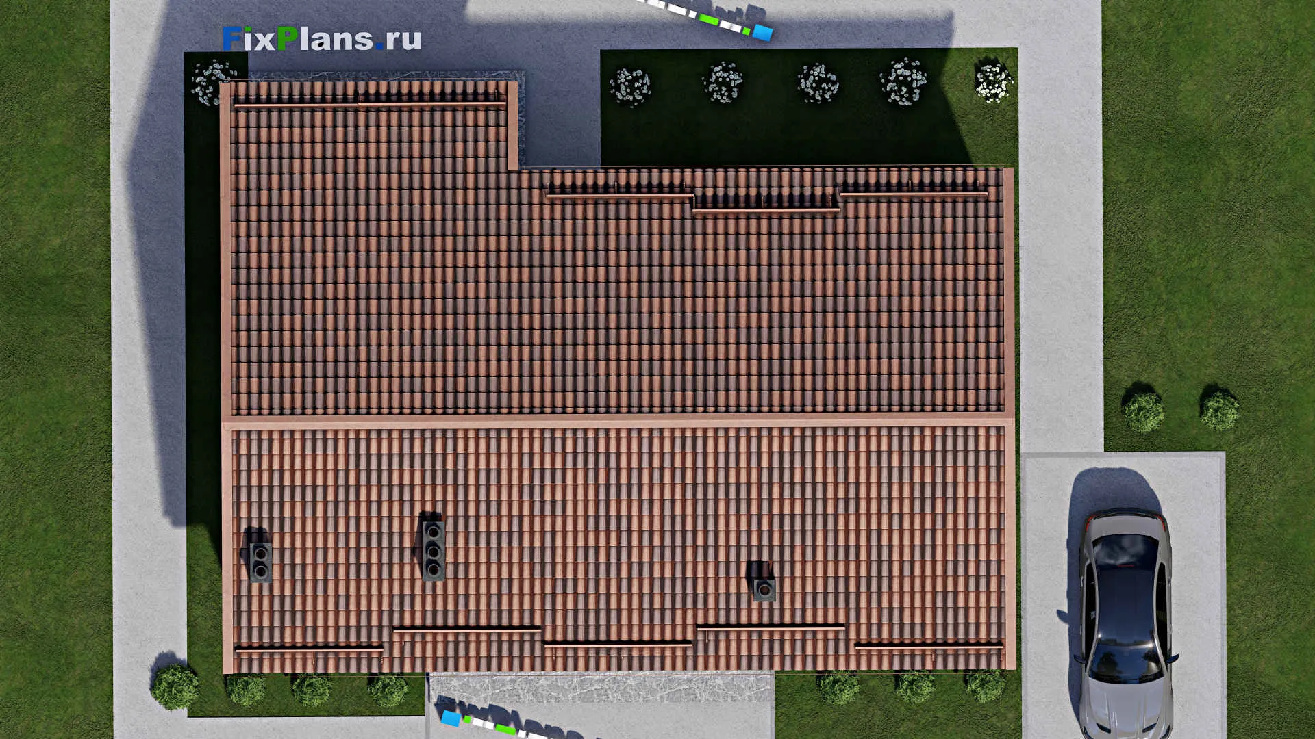 F-7901 - Проект одноэтажного дома 10 на 15, площадью 130 м² с террасой и 3 спальнями