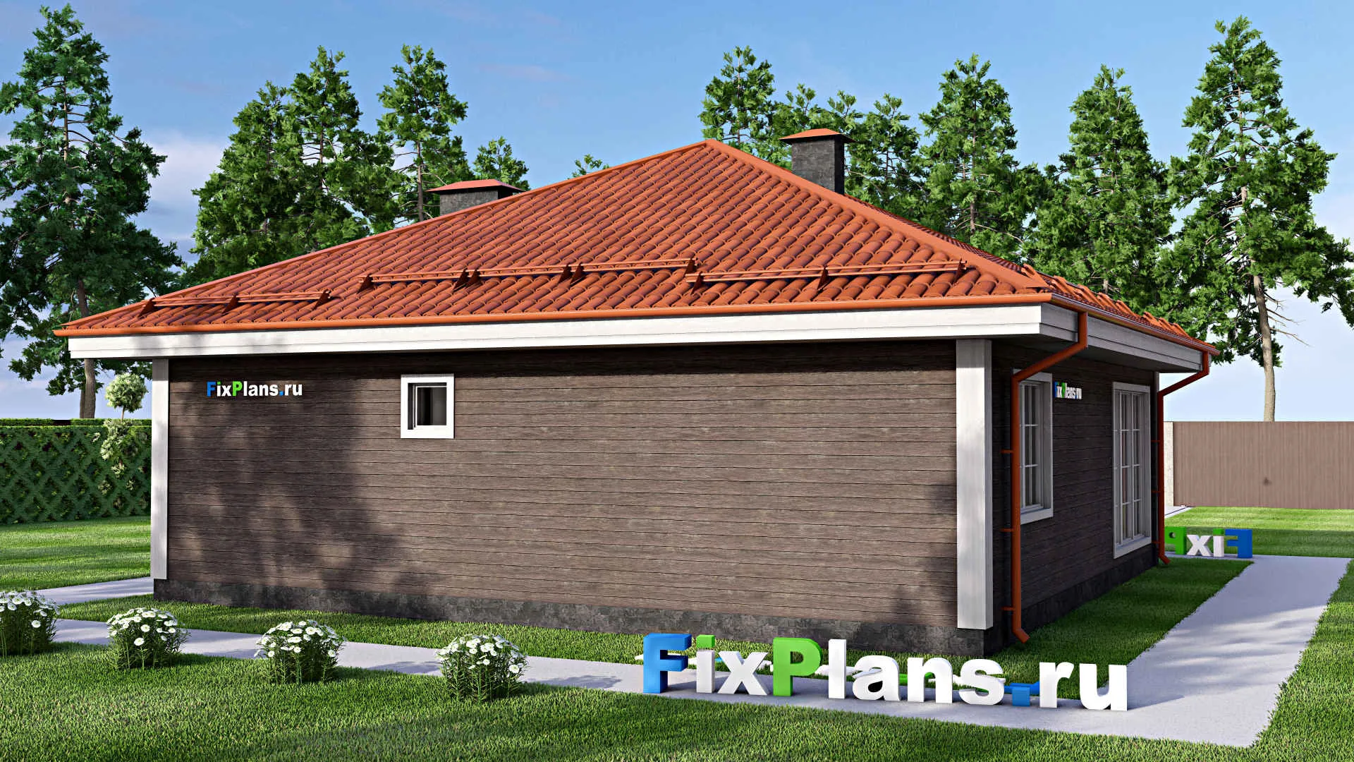 F-15335 - Проект бани 11 на 12, площадью 100 м² с комнатой отдыха и санузлом