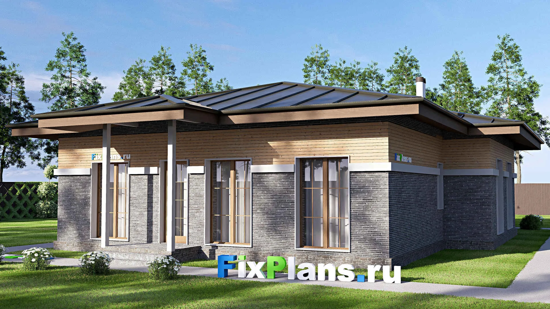 F-20843 - Проект одноэтажного дома 13 на 18, площадью 160 м² с 3 спальнями